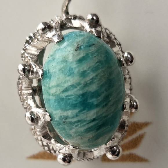 Sterling Silver 925 Amazonite Teal Stone Drop Earrings Vintage Boho Large - Picture 4 of 9